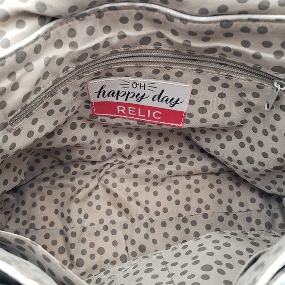 Relic Polka Dot Beige Brown Flap Front Shoulder Bag Vegan  Medium Adjustable - Picture 9 of 16